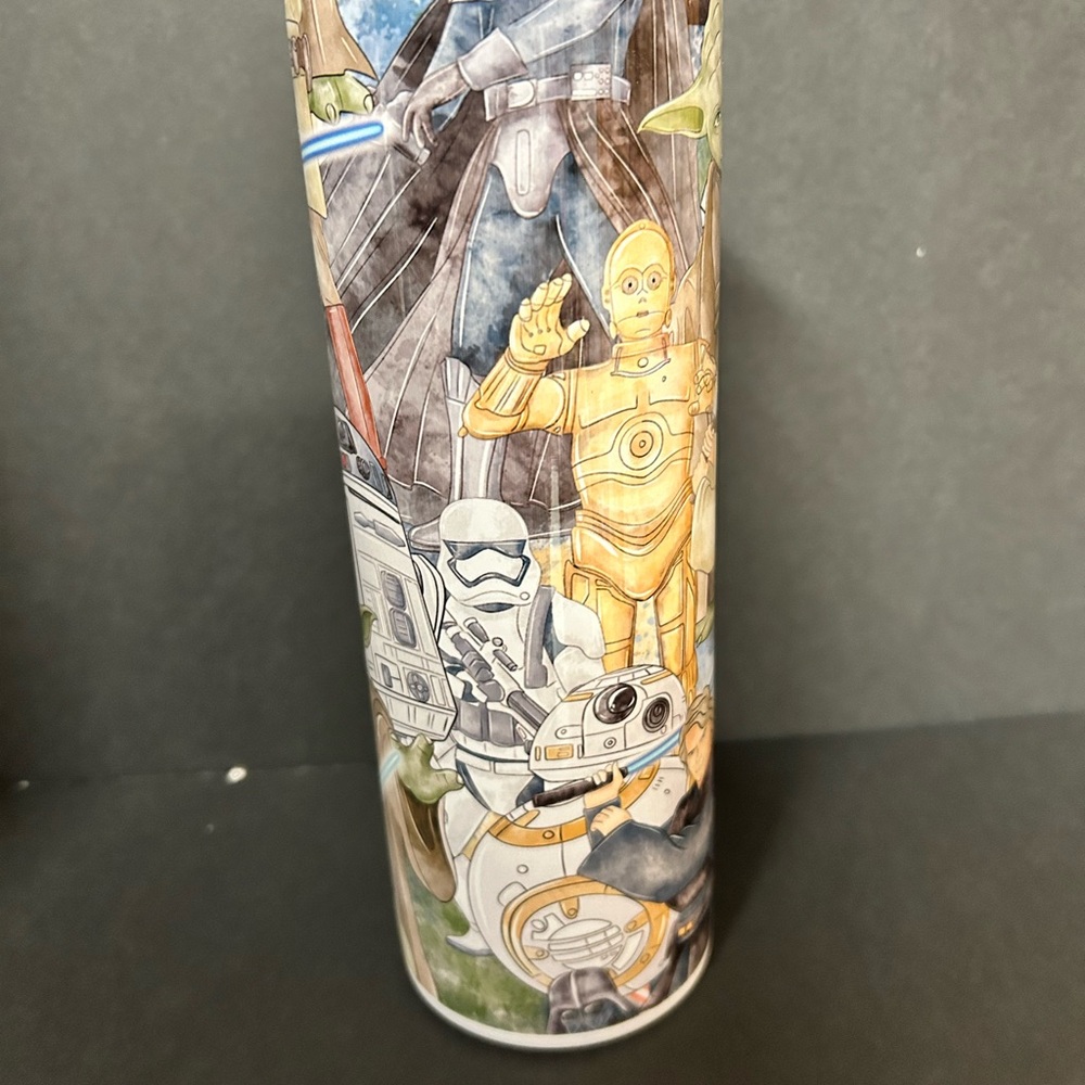 Star Wars Character Collage Travel Tumbler - Gold & White Accents